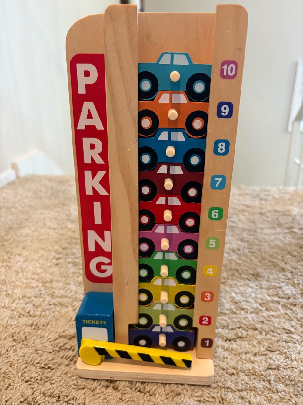 Melissa & Doug Wooden Parking Garage Toy with Colorful Cars - Multicolor